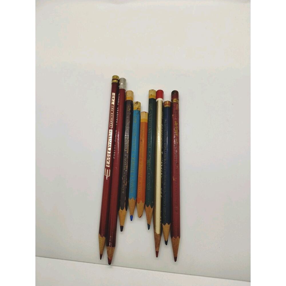 9 Vintage Colored Pencils - Dixon Thinex - Eagle Verithin Tryrex Vivichrome